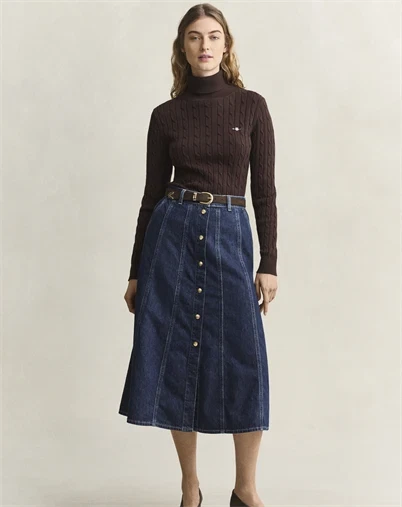 Gant - Flared Denim Nederdel - Dark Blue Worn In 
